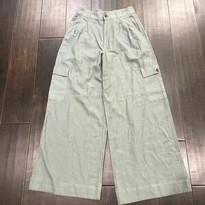 NWT Madewell Wide Leg Pleated Cargo Pants Olive Green Women's Size 2